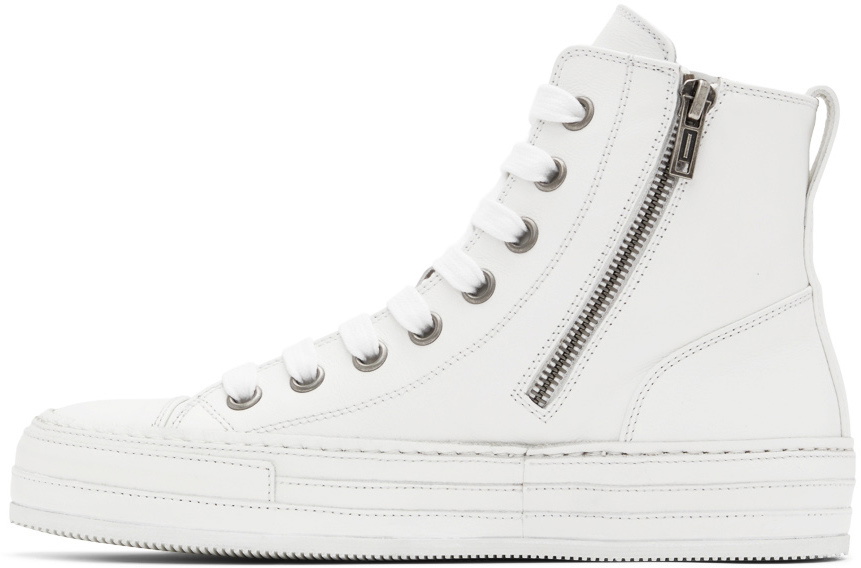 Ann Demeulemeester White Leather Raven Sneakers