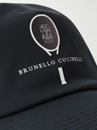 Brunello Cucinelli - Perforated Logo-Print Stretch-Shell Baseball Cap - Blue