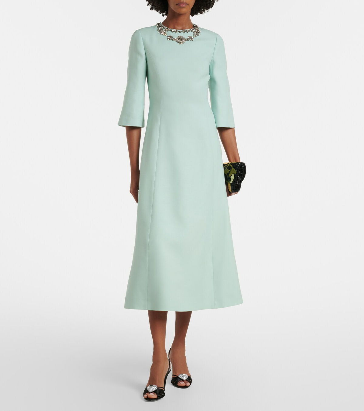 Valentino Crepe Couture embellished midi dress