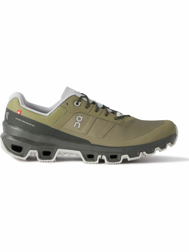 Photo: ON - Cloudventure Rubber-Trimmed Mesh Running Sneakers - Green