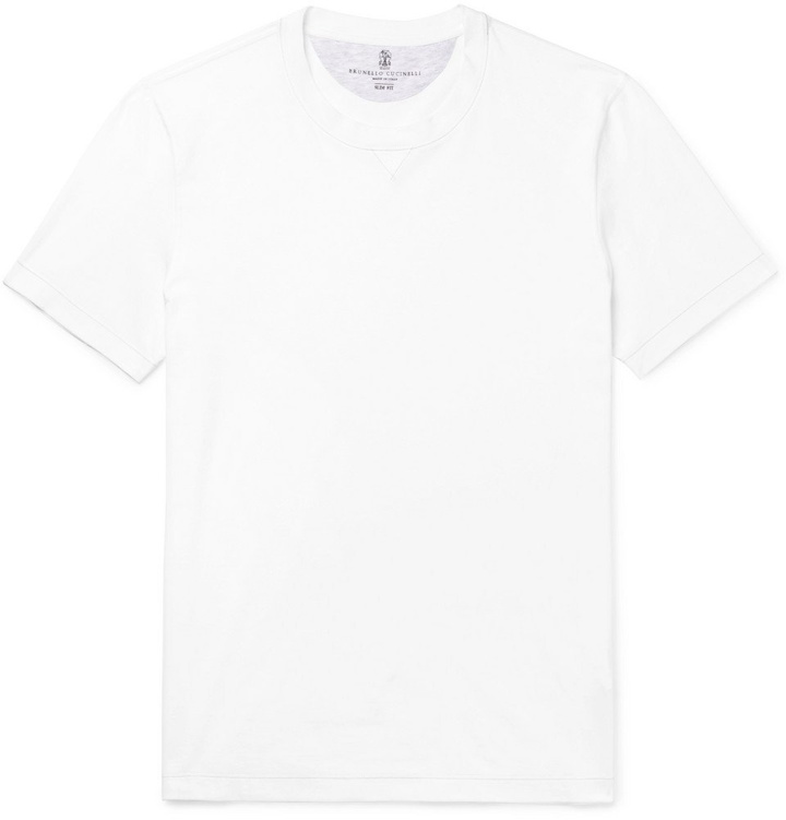 Photo: Brunello Cucinelli - Slim-Fit Cotton-Jersey T-Shirt - Men - White