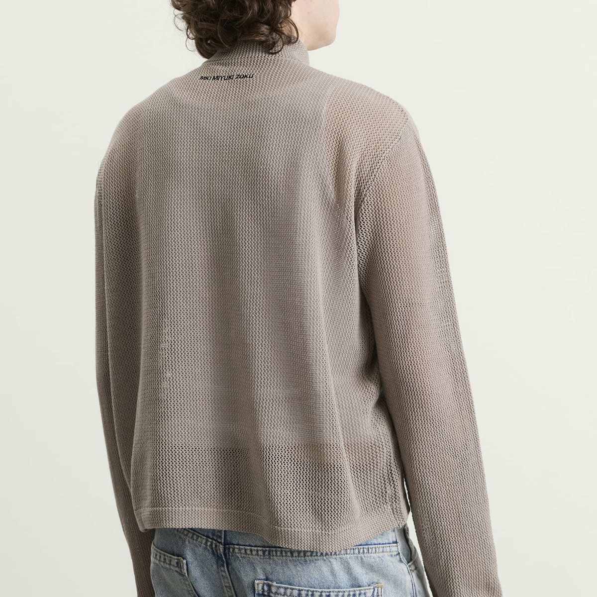 MKI Men's Linen Loose Knit Track Jacket in Taupe