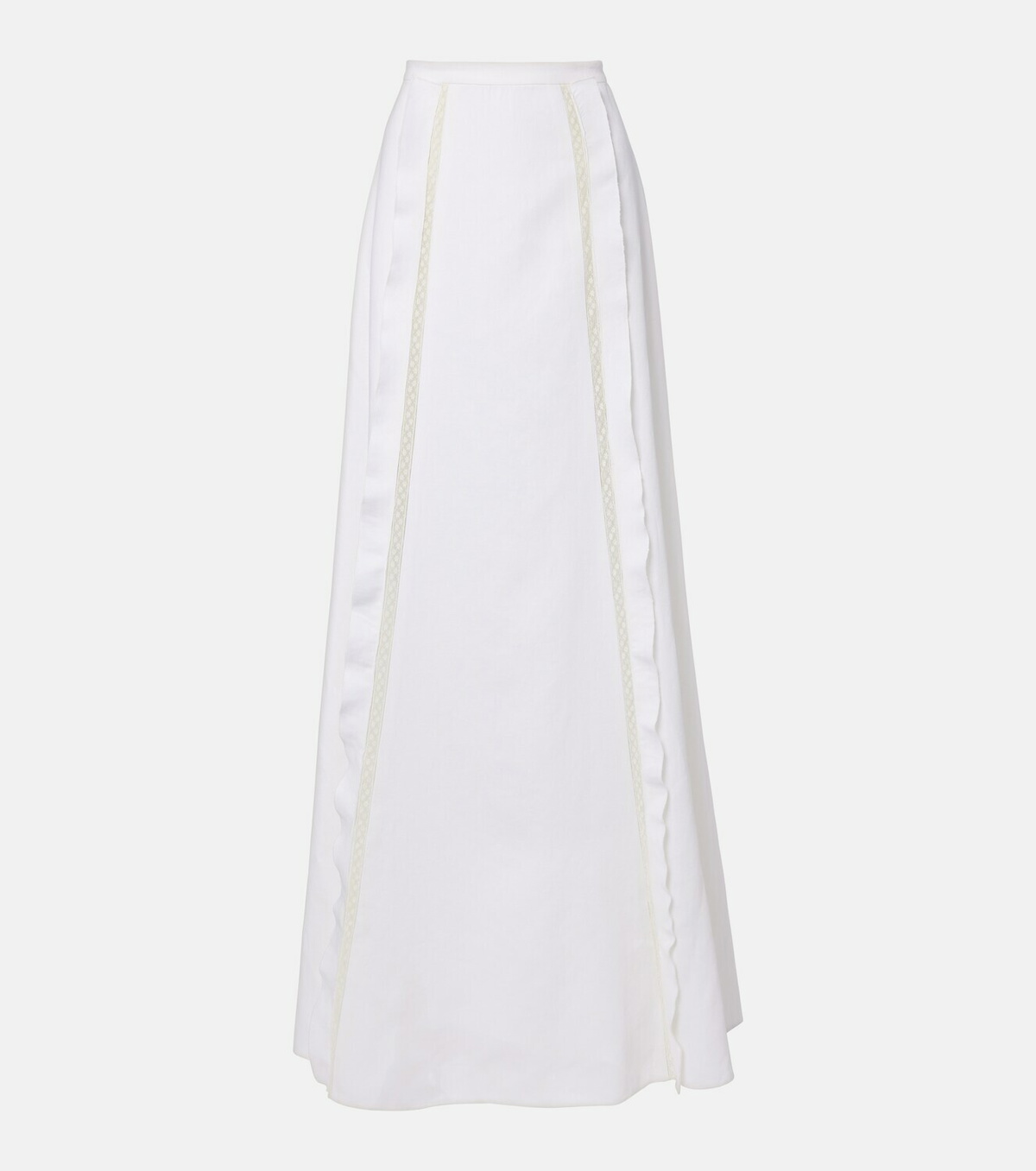 Valentino Lace-trimmed linen maxi skirt