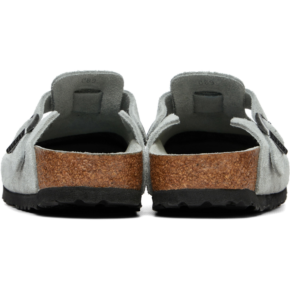 Birkenstock Gray Narrow Boston Soft Footbed Suede Leather Loafers