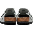 Birkenstock Gray Narrow Boston Soft Footbed Suede Leather Loafers