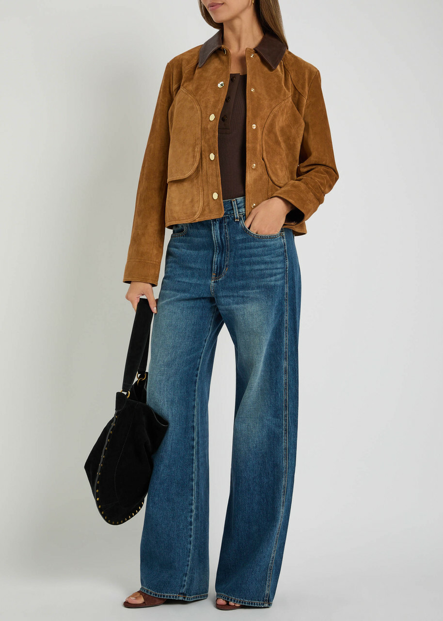 Veronica Beard Walters Panelled Suede Jacket Tan