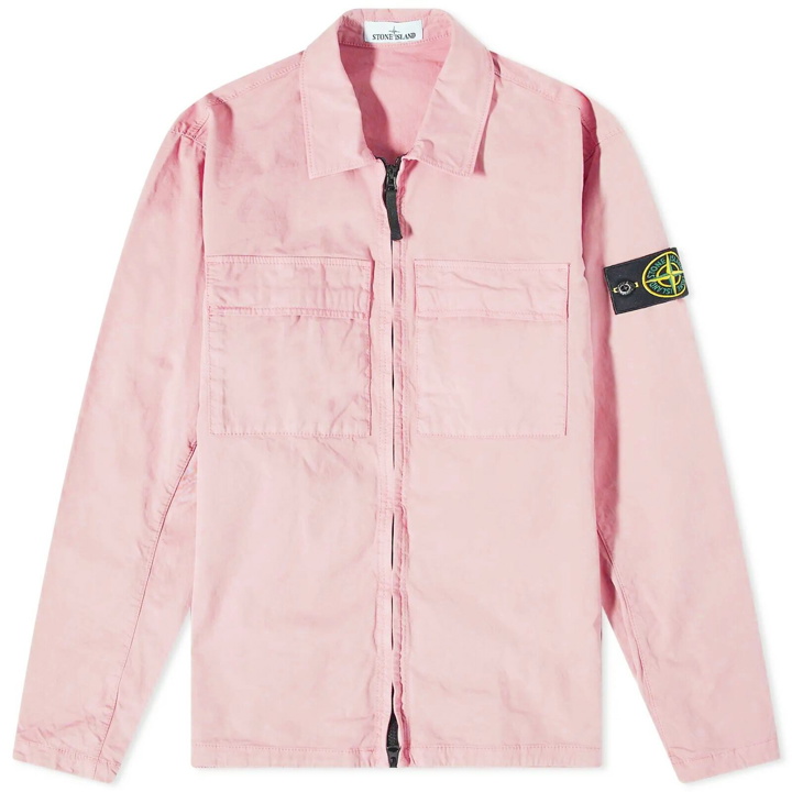 Photo: Stone Island Men's Supima Cotton Twill Stretch-TC Zip Shirt Jacket in Pink