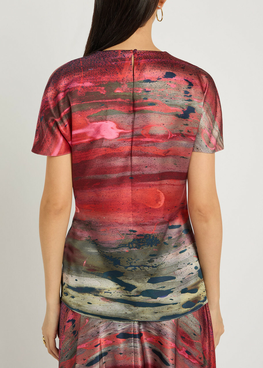 Roksanda Zua Printed Draped Silk top Multicoloured 1