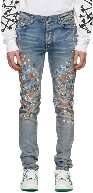 Photo: AMIRI Indigo Skinny Painter Jeans