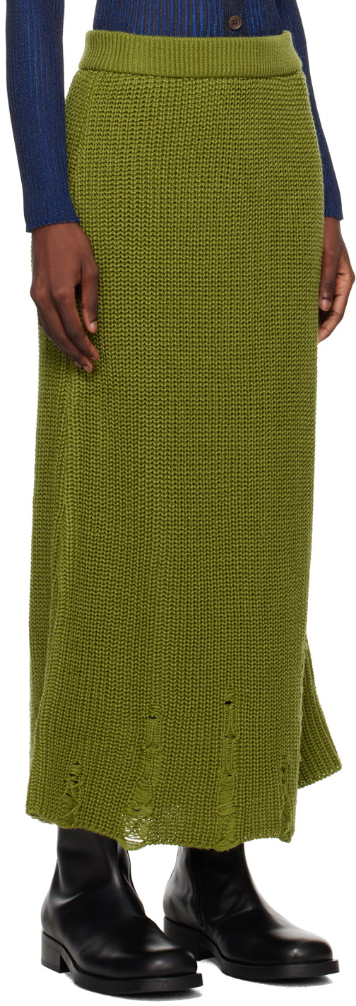 Song for the Mute Green Distressed Midi Skirt