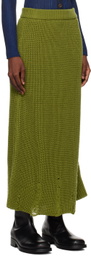 Song for the Mute Green Distressed Midi Skirt