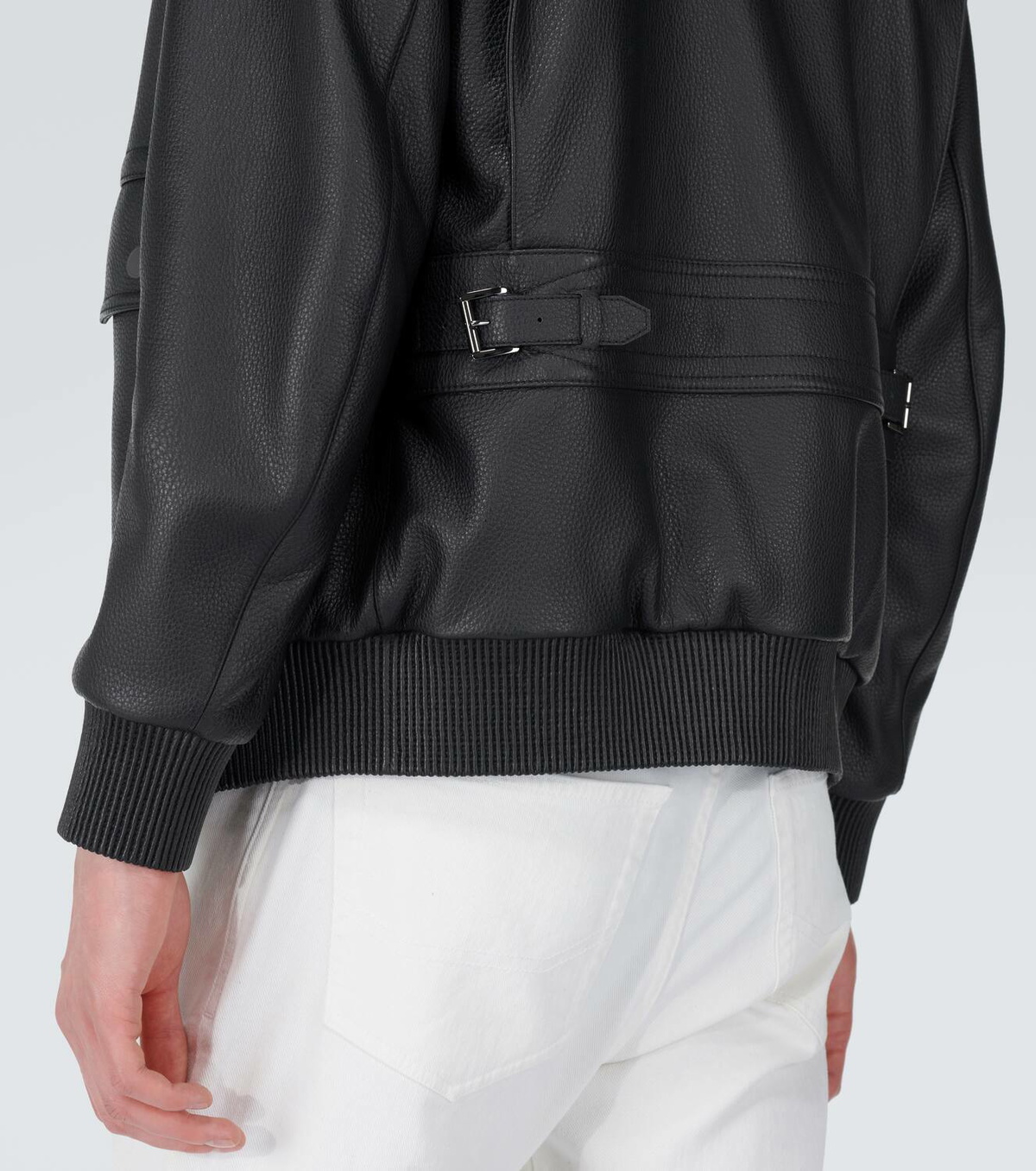 Brioni Shearling-trimmed leather bomber jacket