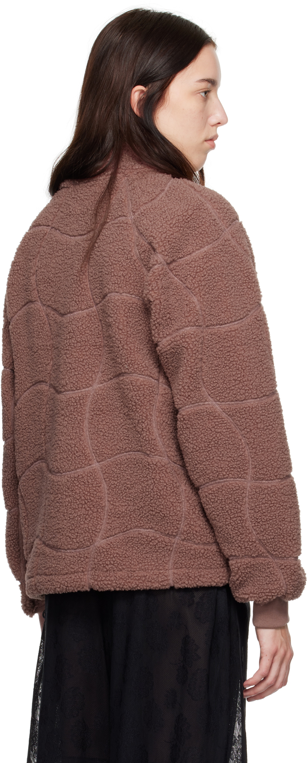 Dime Purple Coverstitch Sherpa Fleece Jacket