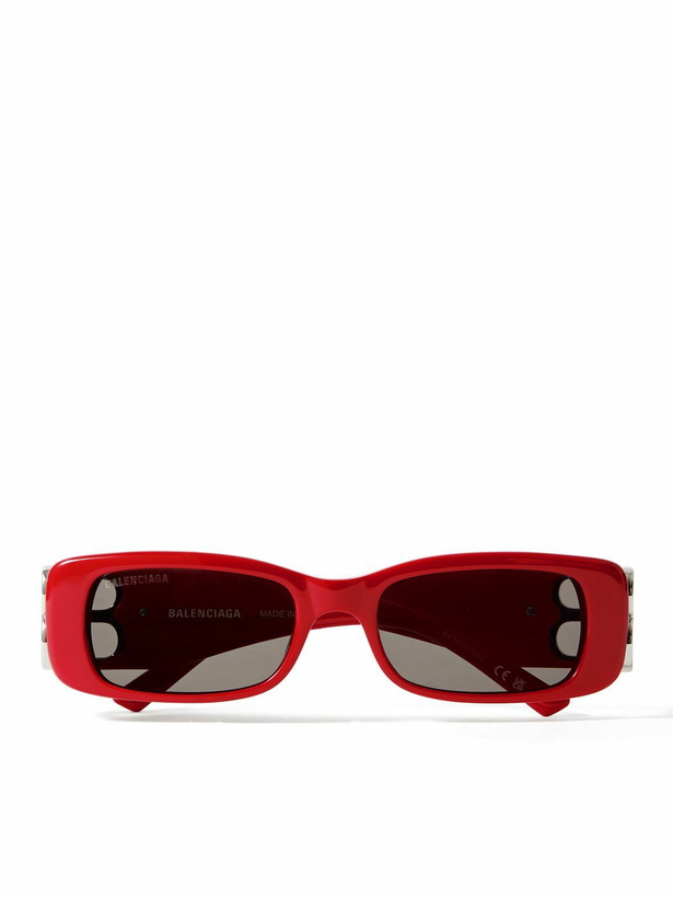 Photo: Balenciaga - Rectangular-Frame Acetate and Silver-Tone Sunglasses