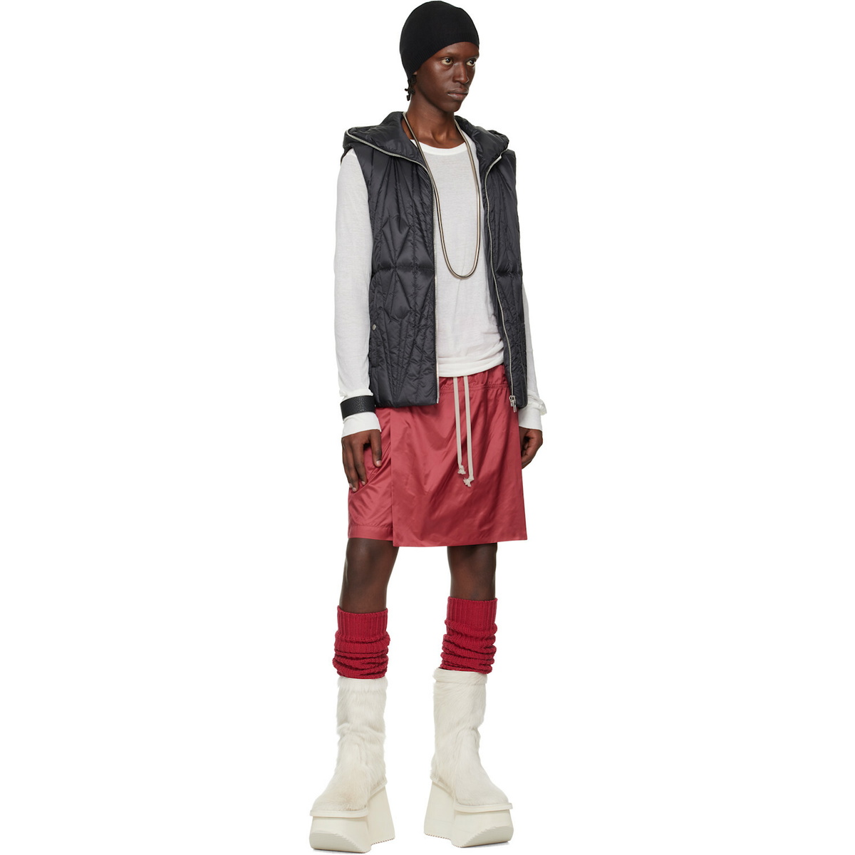 Rick Owens Moncler + Rick Owens Red Kilt Shorts