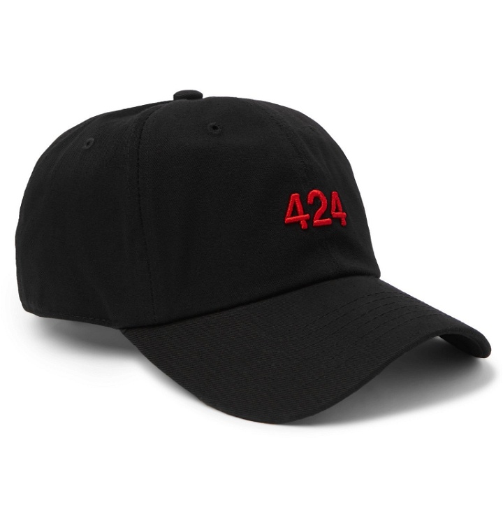 Photo: 424 - Logo-Embroidered Cotton-Twill Baseball Cap - Black