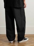 FEAR OF GOD ESSENTIALS - Wide-Leg Logo-Appliquéd Cotton-Blend Drawstring Trousers - Black