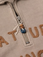 Story Mfg. - Geo Appliquéd Organic Cotton-Jersey Half-Zip Sweatshirt - Brown