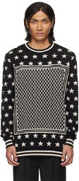 Balmain Black & Beige Mini Monogram Stars Sweater