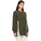 Simone Rocha Khaki Merino Lace Up Hem Jumper