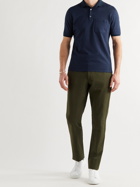 INCOTEX - Slim-Fit Striped Linen and Cotton-Blend Polo Shirt - Blue