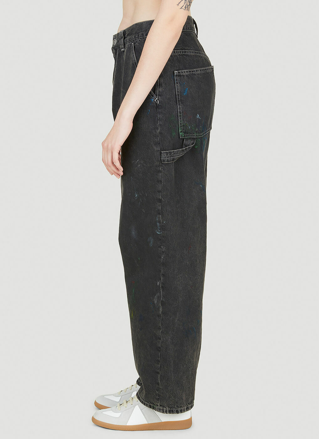 Paint Splatter Jeans In Black Maison Margiela   Mla0250007 Blk 02 