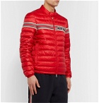 Moncler - Slim-Fit Striped Jacquard-Trimmed Quilted Shell Down Jacket - Red