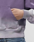 Sporty & Rich Serif Logo Embroidered Cropped Hoodie Dip Dye Purple - Womens - Hoodies