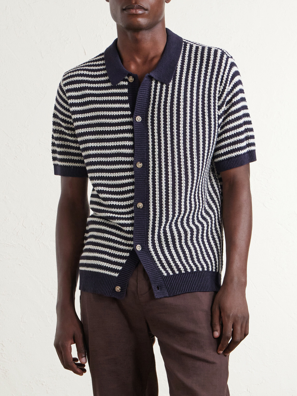 Onia - Striped Knitted Linen Shirt - Blue