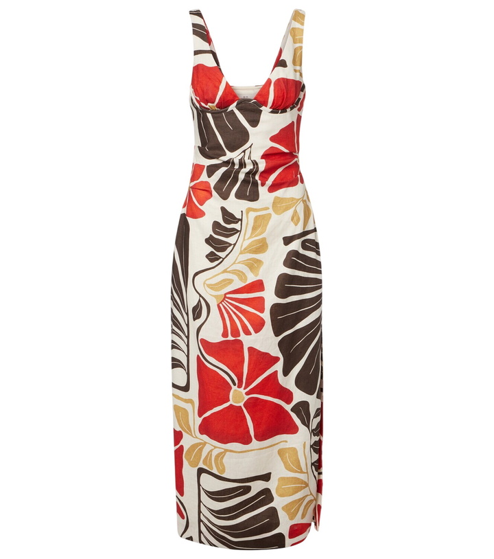 SIR Primrose ruched linen midi dress SIR. SIR Primrose ruched linen midi dress SIR.