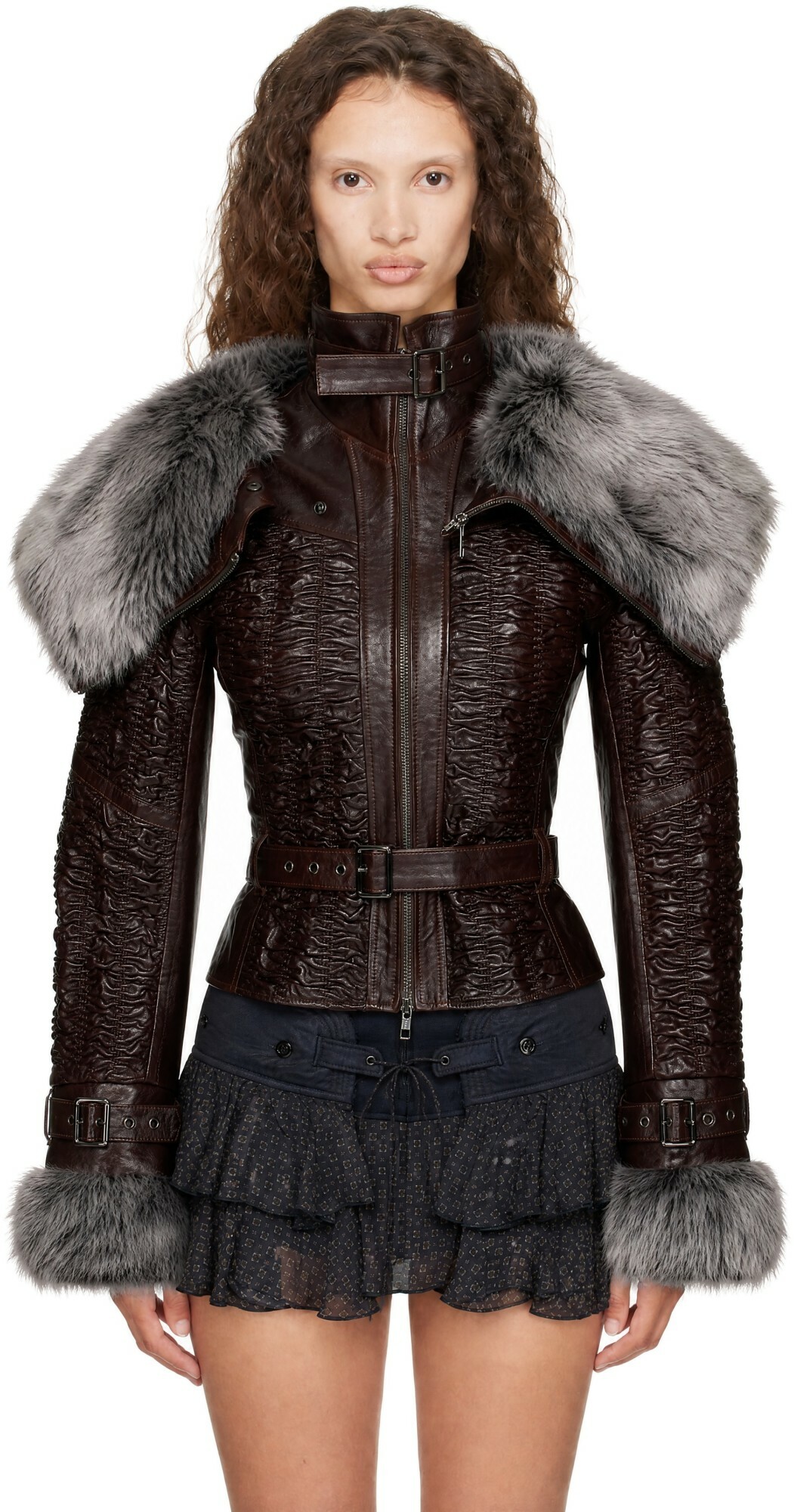 KNWLS SSENSE Exclusive Brown Smk Leather Jacket