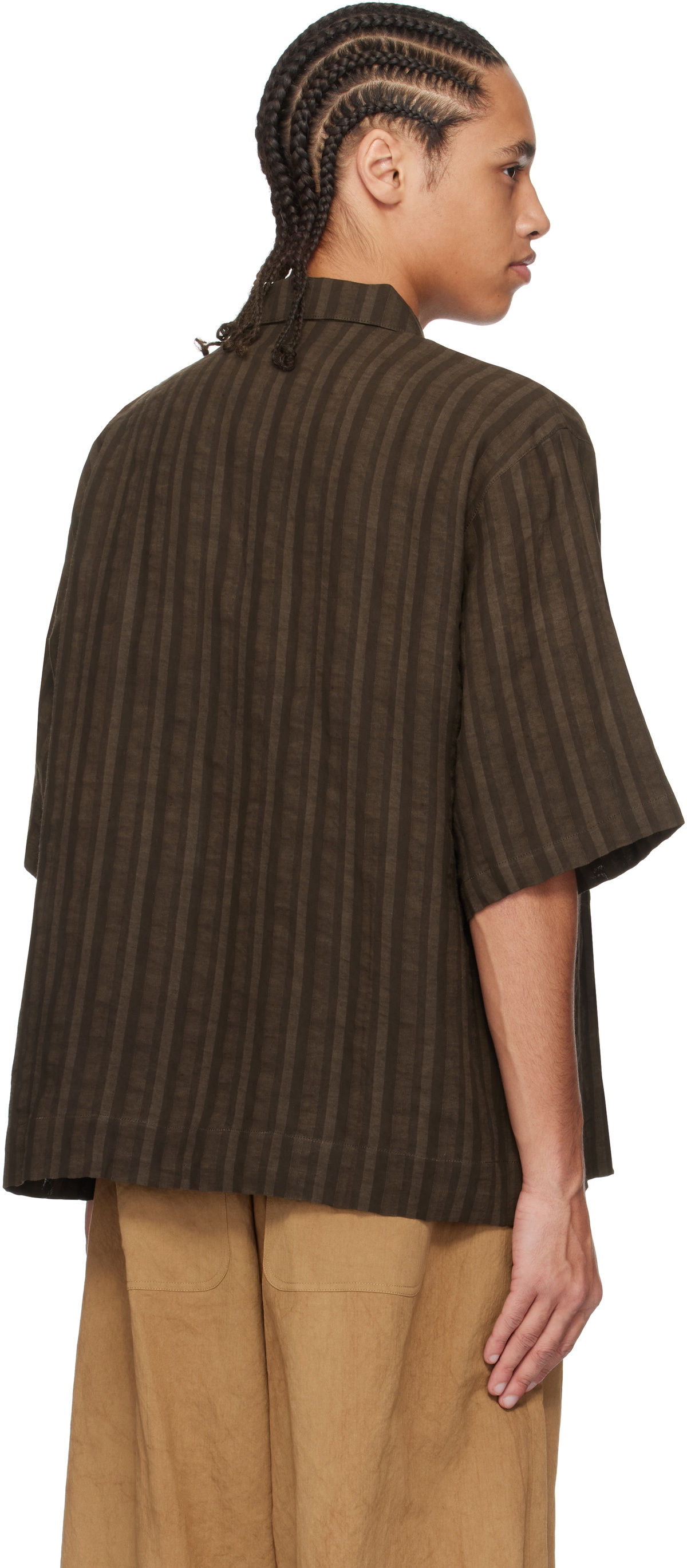 Aviva Jifei Xue Brown Short Sleeve Boxy Shirt