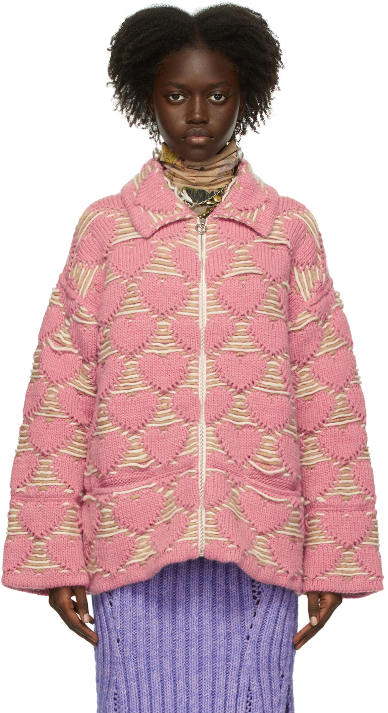 Marco Rambaldi Pink Wool Heart Jacket Marco Rambaldi