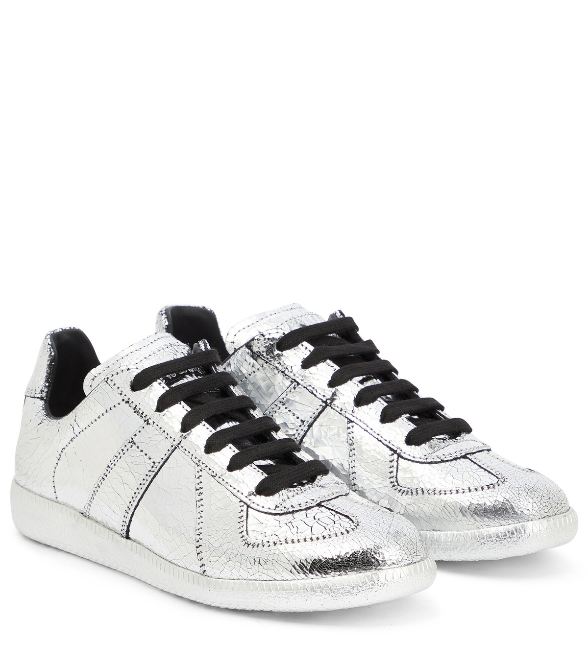 Maison Margiela - Replica cracked leather sneakers Maison