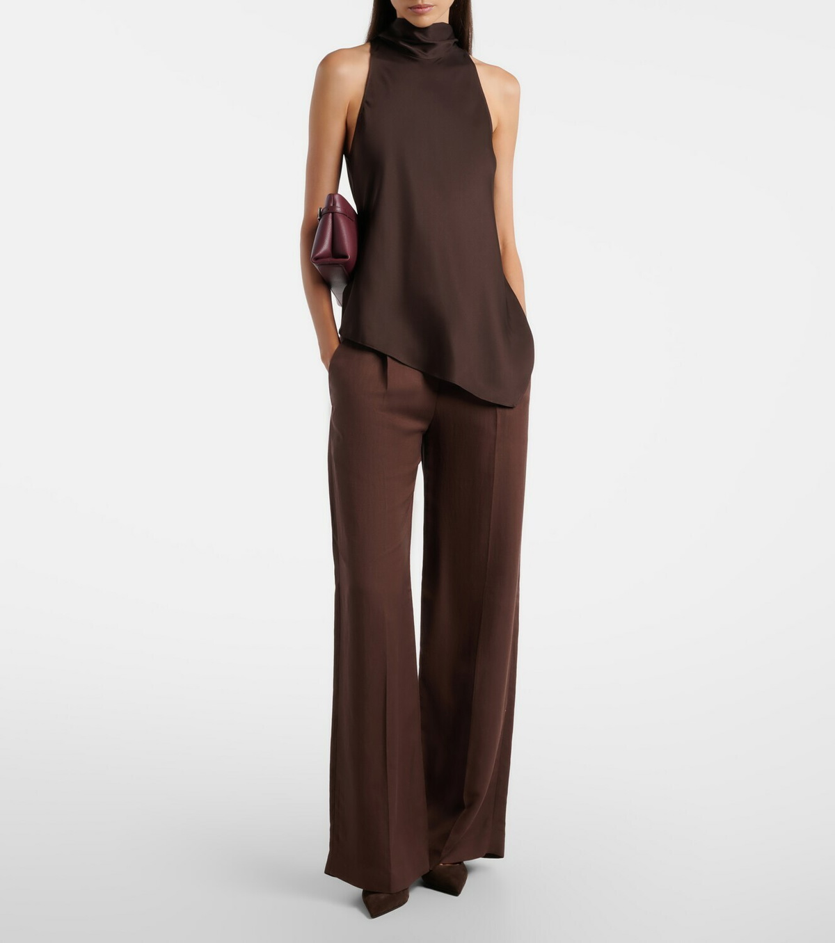 Brunello Cucinelli Asymmetric silk satin top