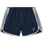 adidas Consortium - Human Made Grosgrain-Trimmed Printed Cotton-Twill Shorts - Blue