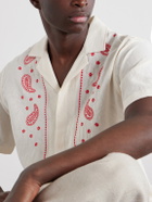 Orlebar Brown - Maitan Camp-Collar Embroidered Cotton Shirt - Neutrals