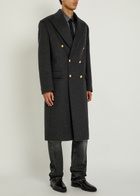 Versace Wool Double-breasted pea Coat Dark Grey
