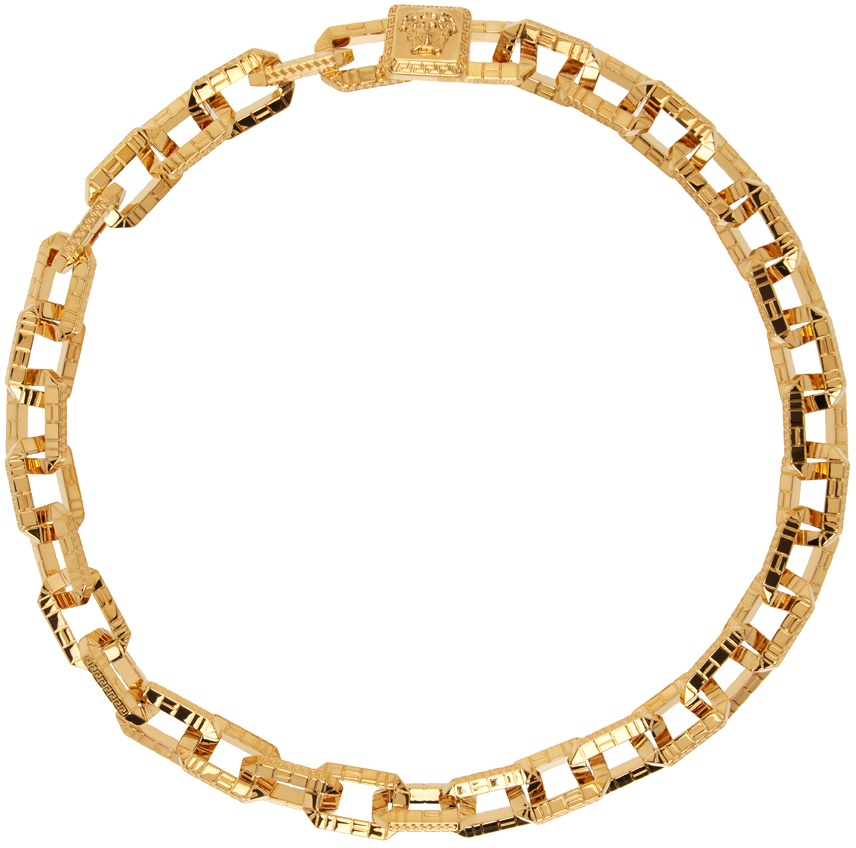 Photo: Versace Gold Greca Quilting Necklace