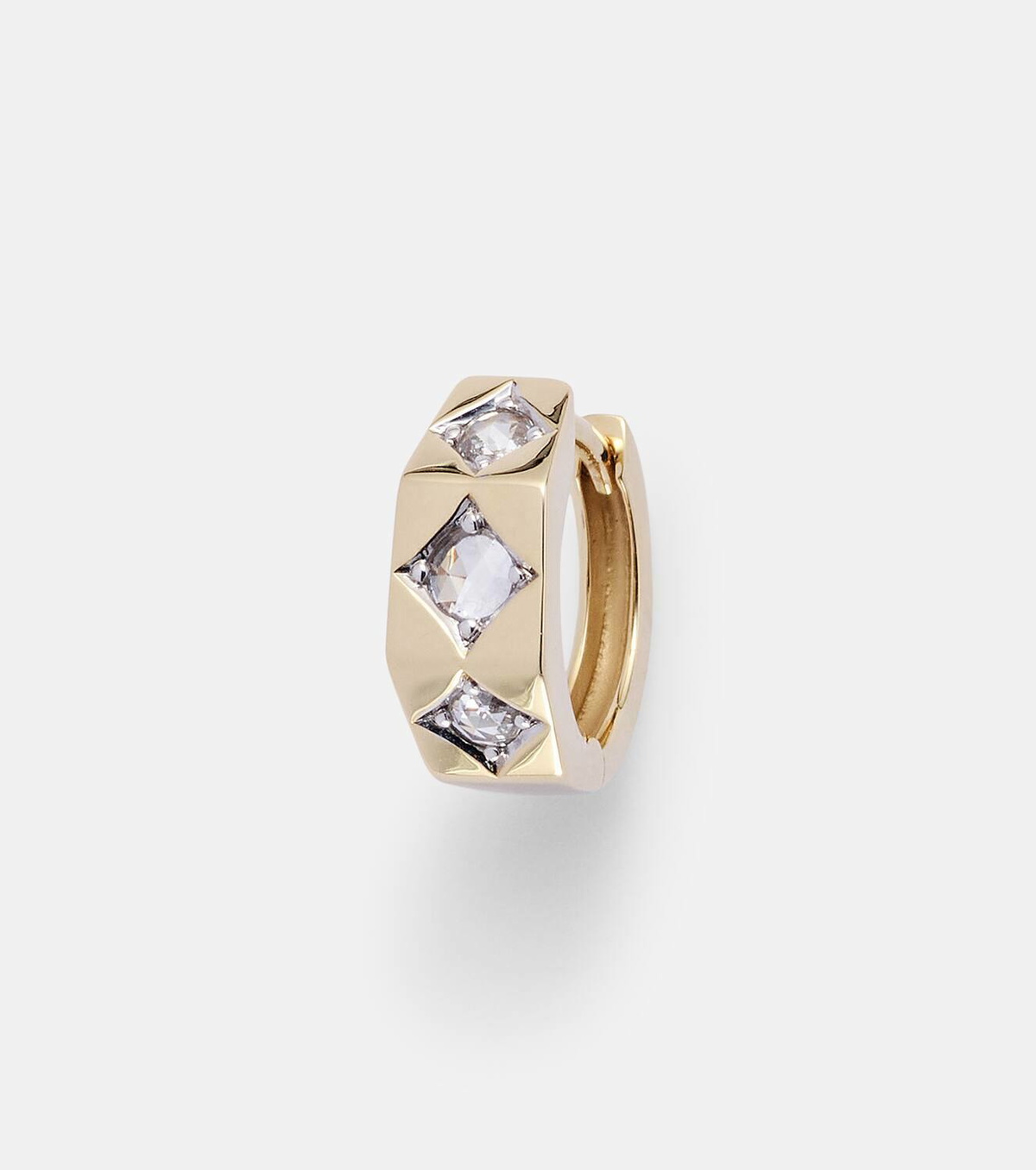 Marie Lichtenberg Ecrou Small 18kt gold single hoop earring with diamonds