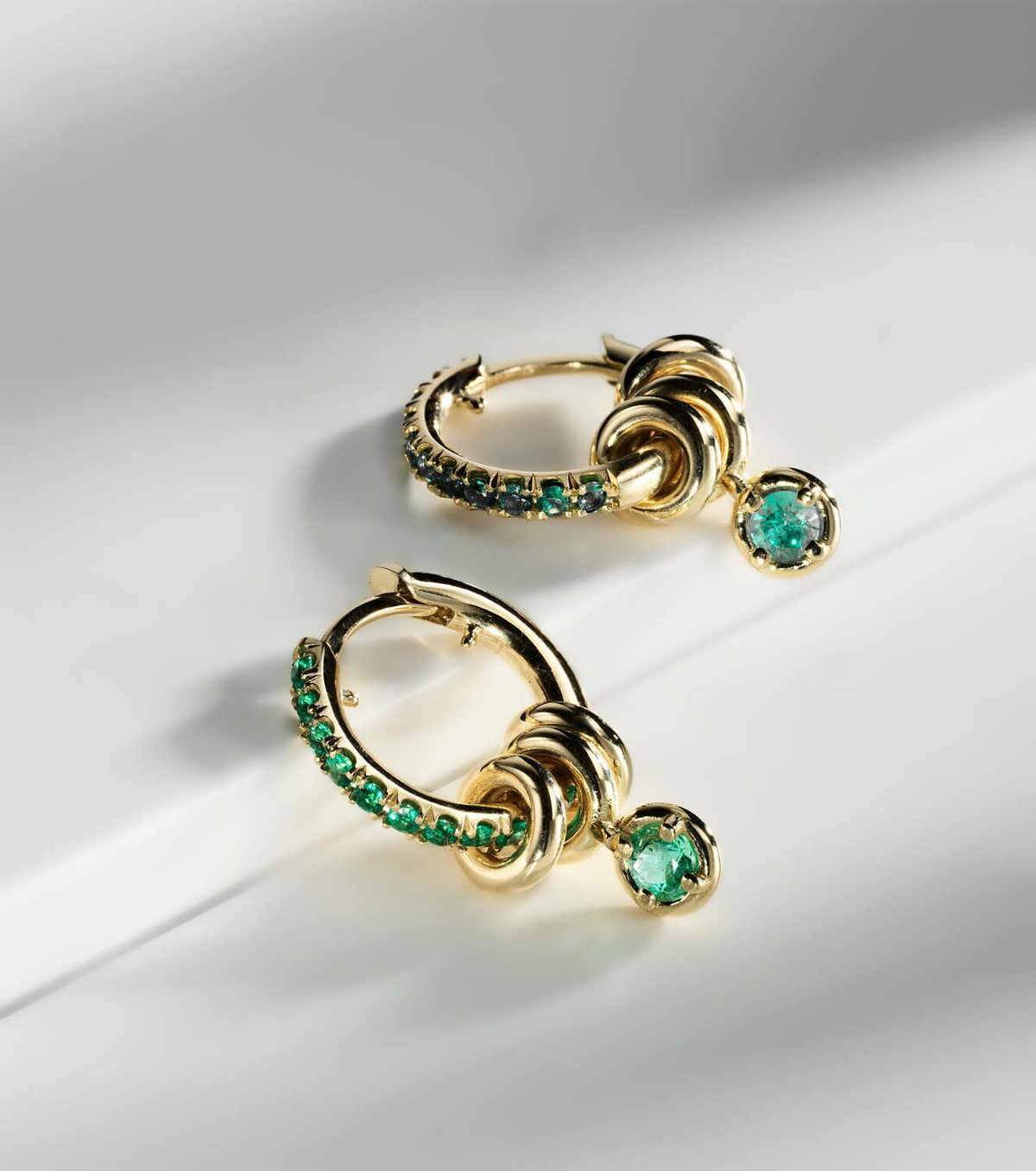 Spinelli Kilcollin Zahra 18kt gold hoop earrings with emeralds