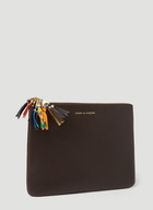 Logo Zipper Pull Wallet in Brown