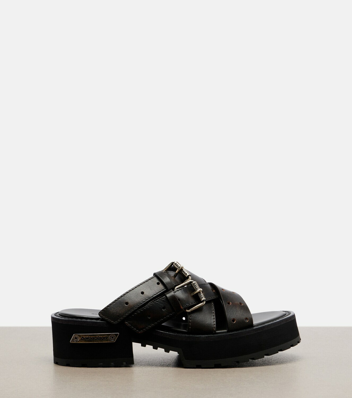 Balenciaga Venom leather platform mules