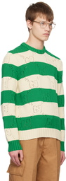 Gucci Green & Off-White GG Stripe Sweater