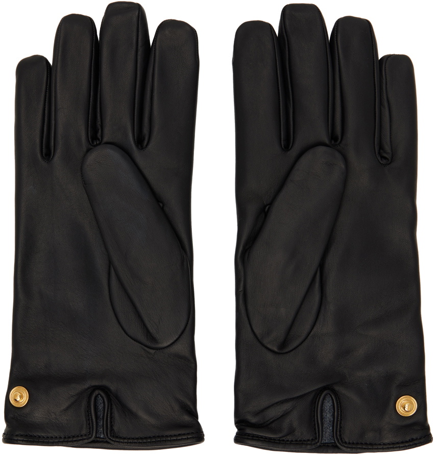 TOM FORD Black Press-Stud Leather Gloves