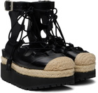 sacai Black Ghillie Heeled Sandals