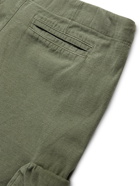 Greg Lauren - Baker Cropped Tapered Slub Cotton Drawstring Cargo Trousers - Green