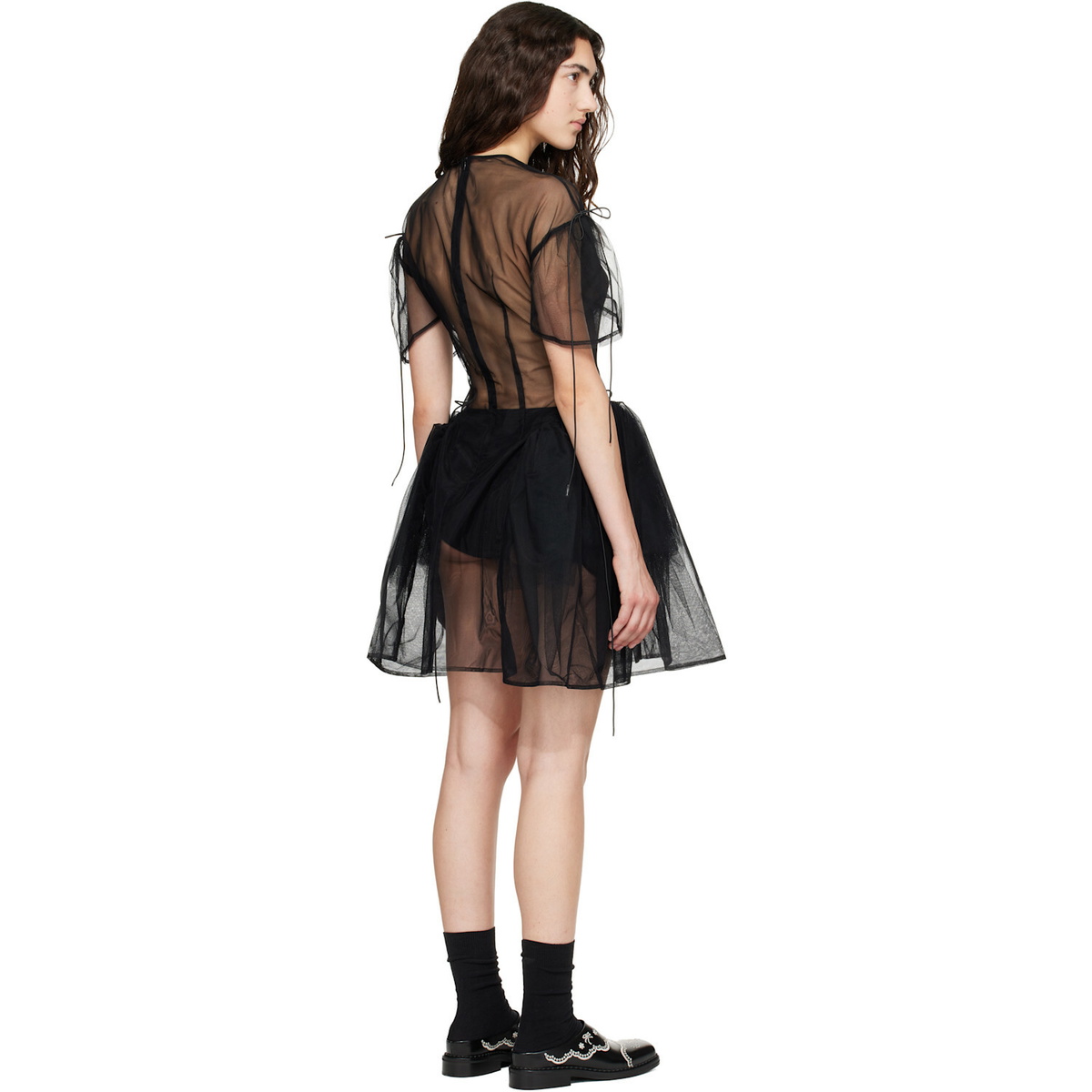 Simone Rocha Black Puff Sleeve Cord Hip Minidress