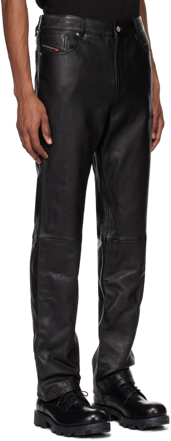Diesel Black P-Metal Leather Pants Diesel