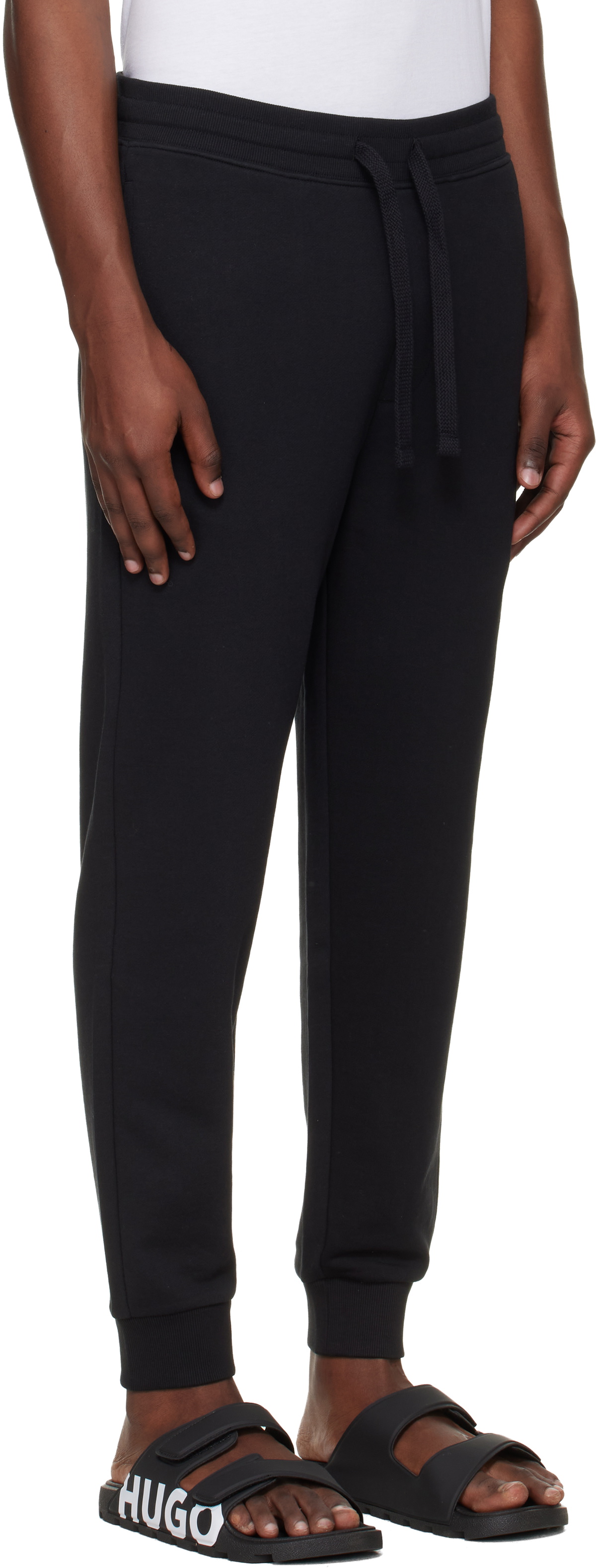 Hugo Black Logo Print Cuffed Tracksuit Pants
